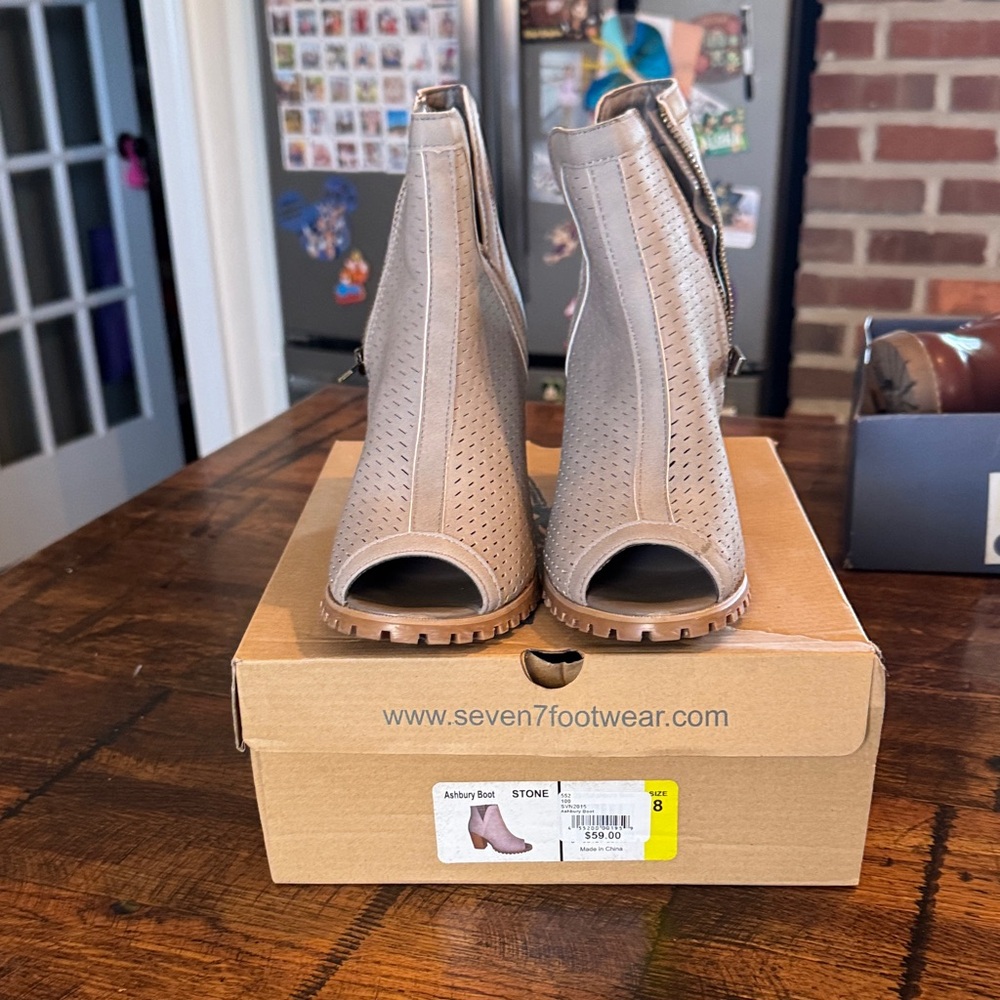 Seven7 Women's Stone Peep-Toe Heeled Boots